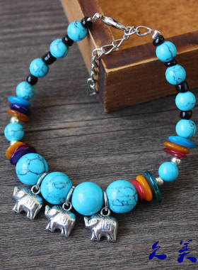 红色云南民族风吉祥小象手链