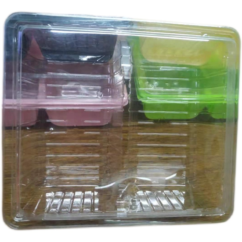 方形二分格本酥饼盒蛋糕桃酥月饼包装盒老婆饼一次性透明多色塑料 - 图3