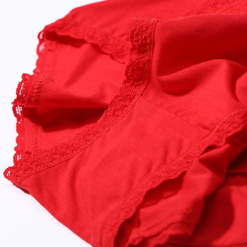 STW本命年女士内裤莫代尔中腰短裤头性感蕾丝结婚蛇年红色三角裤,淘宝优惠券,粉丝福利购,淘宝优惠卷