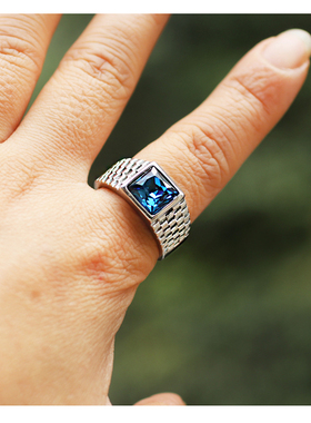 男士钛钢日韩时尚宝石戒指不掉色