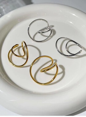 流行饰品创意设计欧美风黄铜镀金耳夹无耳洞莫比乌斯环耳环情侣款