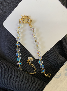 水晶珠手链女ins小众设计感2025年新款潮手饰花朵配饰