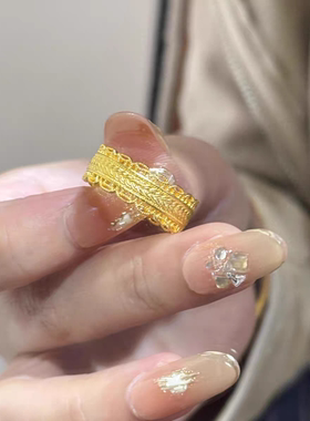 金包银腰缠万贯招财镂空对戒尾戒