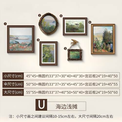 法式挂画美式复古装饰画客厅沙发背景墙中古小众艺术餐厅组合画 - 图3