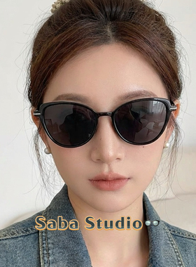 港风复古黑色偏光猫眼墨镜女街拍方圆脸显瘦氛围感夏季遮阳太阳镜