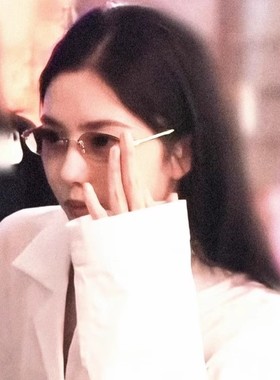 刘浩存同款无边框椭圆浅茶色复古墨镜高级感凹造型街拍太阳眼镜女