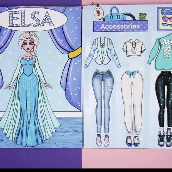 换装纸娃娃/艾莎和安娜的换装衣橱/安静书手工自制闺蜜玩具女孩子 - 图0