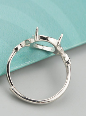 diy纯银镶嵌蜜蜡活口戒指托