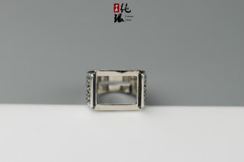 Square hollow 925 sterling silver ring blank holder diy amber ring holder retro inlaid silver holder 14*16 ສົ່ງຟຣີ