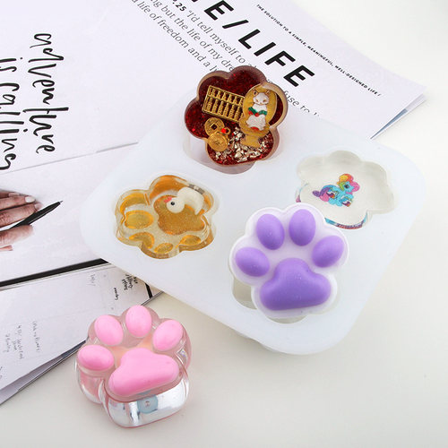 巧巧diy水晶滴胶 可爱猫爪喵爪流沙吊坠 手工饰品 硅胶模具 - 图2