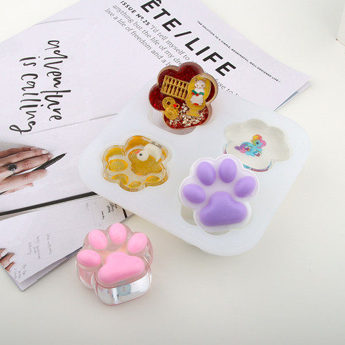 巧巧diy水晶滴胶 可爱猫爪喵爪流沙吊坠 手工饰品 硅胶模具 - 图1