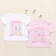 Pure cotton short-sleeved girls' clothing sweet and cute cartoon round neck