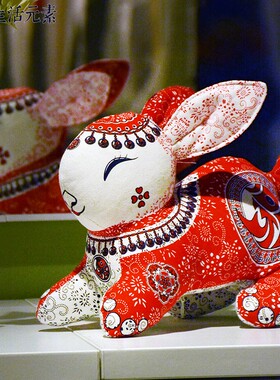 兔新年吉祥物摆件布络布偶中国风