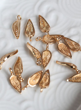 花影梦黄铜仿花丝叶子保色金色