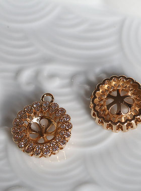 圆珍珠托铜质保色锆石项链手链挂坠微镶花影梦发簪发饰头饰配件