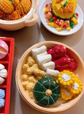 原创磁时光红烧肉鲍鱼饺子中式点心柠檬凤爪五谷丰登磁贴冰箱贴