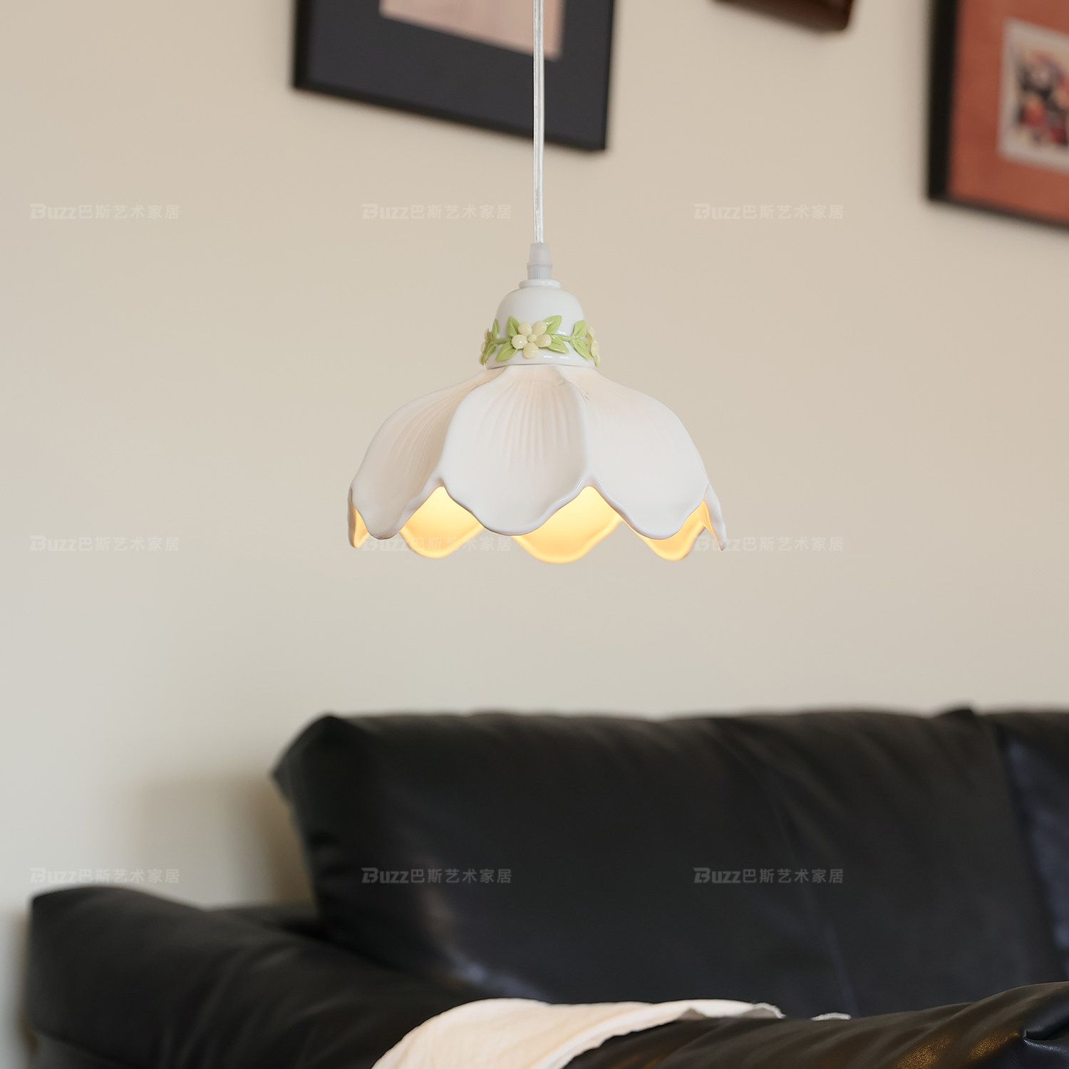 法式田园风卧室床头小吊灯女儿房间陶瓷花朵吊线灯奶油风护眼吊灯,淘宝优惠券,粉丝福利购,淘宝优惠卷