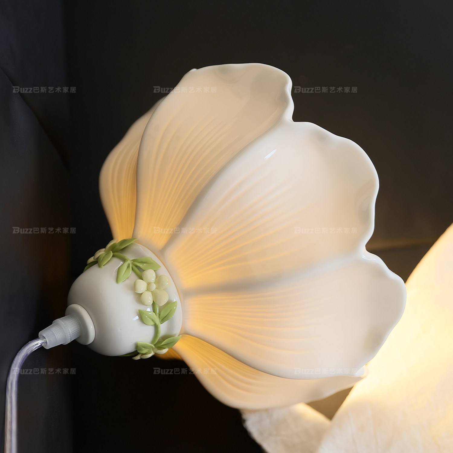 法式田园风卧室床头小吊灯女儿房间陶瓷花朵吊线灯奶油风护眼吊灯,淘宝优惠券,粉丝福利购,淘宝优惠卷