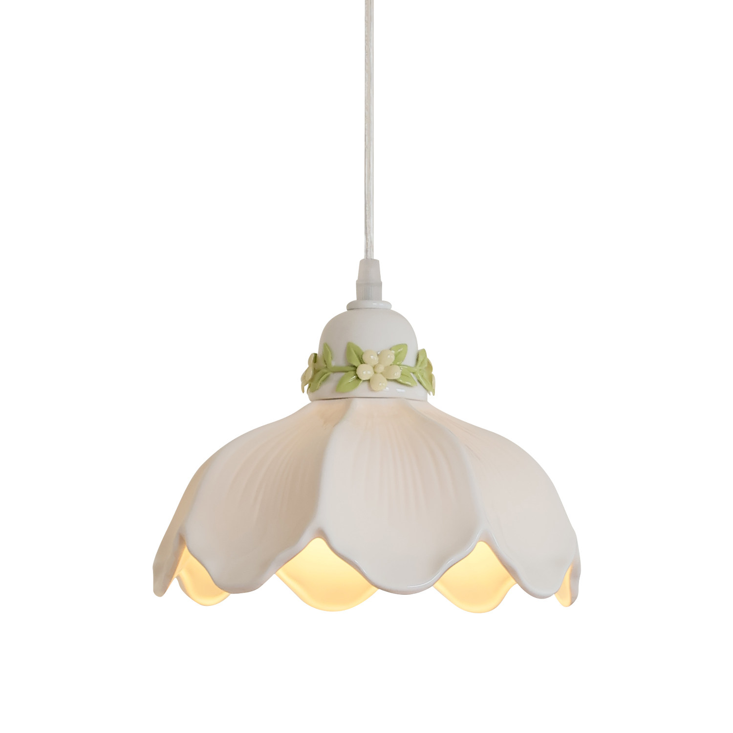 法式田园风卧室床头小吊灯女儿房间陶瓷花朵吊线灯奶油风护眼吊灯,淘宝优惠券,粉丝福利购,淘宝优惠卷