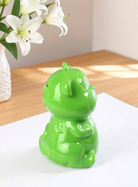 陶瓷十二生肖绿猴招财风水储蓄件
