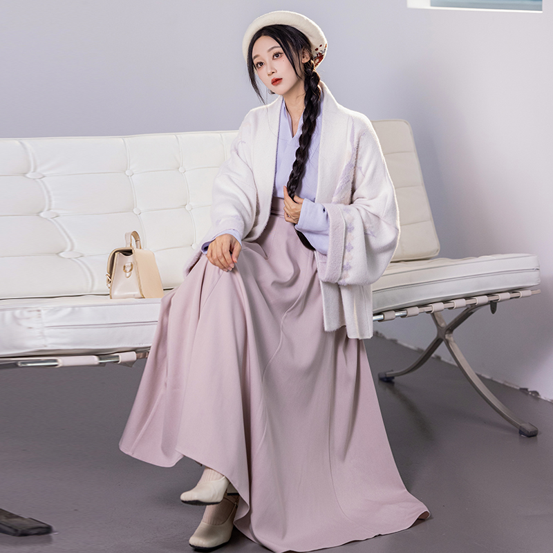 拟梦鸢尾梦国风原创仿貂绒毛衣飞机袖外套日常汉服十破裙保暖春秋 - 图2