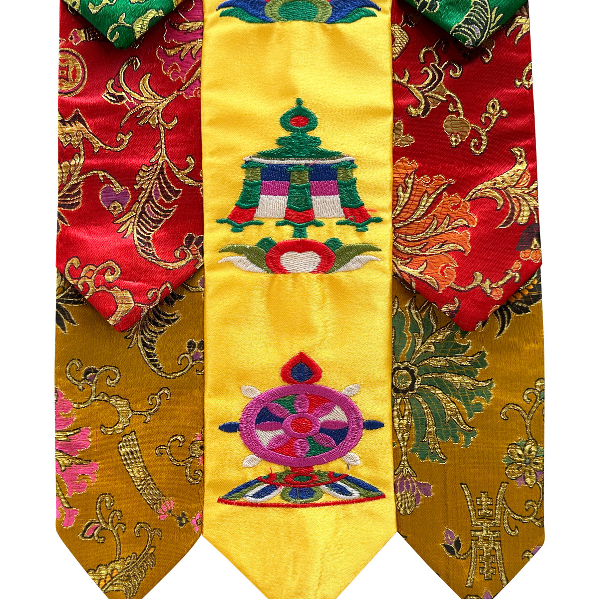 福慧佛具禅修用品佛堂佛龛布艺绣品长幡幢幡挂幡1.2米八吉祥彩幡_虎窝淘