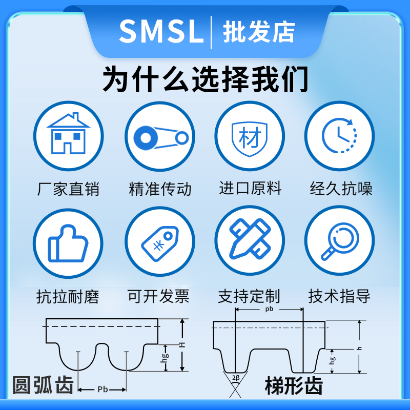 5M橡胶同步带5M-180-475传动带 传送带 工业皮带同步轮同步带套装