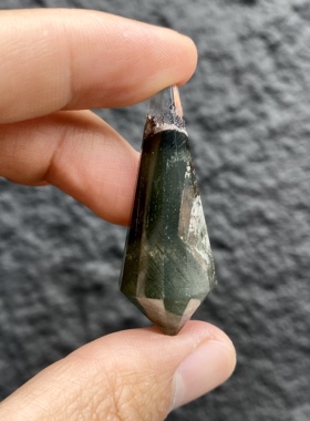 天然水晶 千层绿幽灵灵摆吊坠套链 水晶挂件 毛衣链项链 一物一图