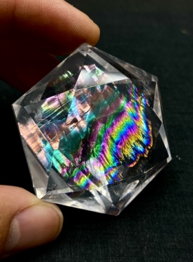 天然水晶 特大白水晶彩虹阿赛六芒星灵摆吊坠 挂件 毛衣链项链