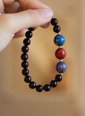 非遗大漆天然印度小叶紫檀手串鸿运当头大漆珠手串文玩佛珠批