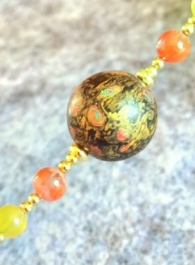 新中式项链女款15mm大漆珠本命年转运珠挂件锁骨链饰品新款