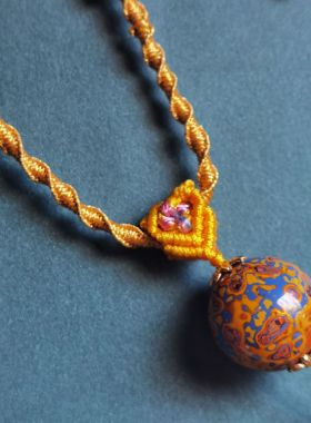 非遗大漆珠18mm镶嵌螺钿复古中国古风吊坠挂饰饰品