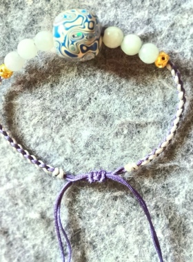 非遗大漆珠原创设计DIY手链女手工编织绳可调节手串