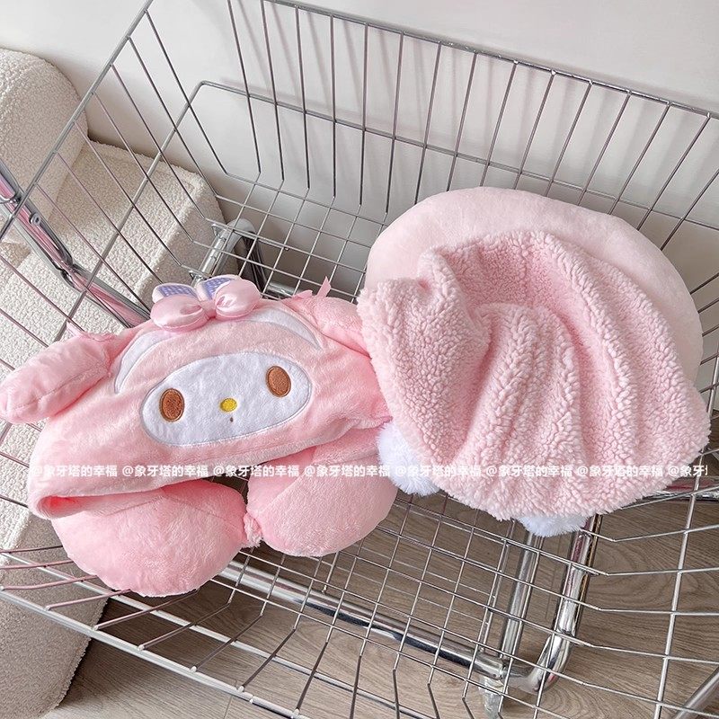 可爱卡通毛绒饼饼连帽U型枕护颈枕旅行便携飞机枕带帽U枕女礼物,淘宝优惠券,粉丝福利购,淘宝优惠卷
