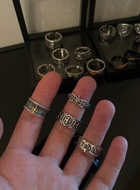 戒指男小众设计情侣女复古时尚个性素圈开口可调节冷淡风食指尾戒