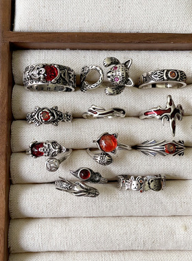 岚芷 不掉色轻奢泰银饰品锆石手饰夸张嘻哈开口925纯银戒指女