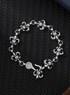 新款 十字架复古童军花手链 十字花个性嘻哈男士手链