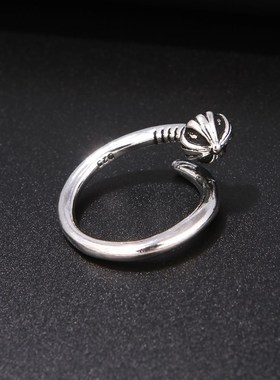 复古银韩国大东门十字架戒指女克罗星朋克风潮男女款开口食指指环