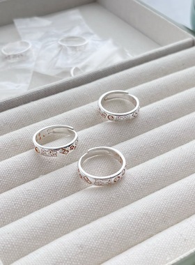 新中式招财猫戒指女开口古法描金平安喜乐吉言莲花福字心经指环