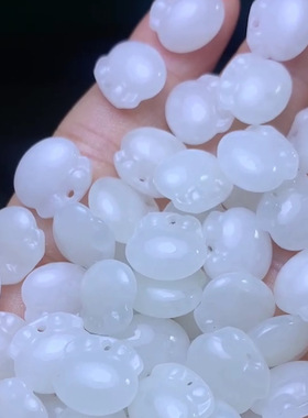 和田玉白玉福袋吊坠手机链配件