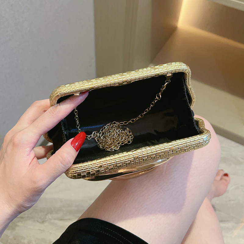 新款金色圆盒晚宴包手拿包欧美时尚手环包包名媛高级感晚宴手包女,淘宝优惠券,粉丝福利购,淘宝优惠卷