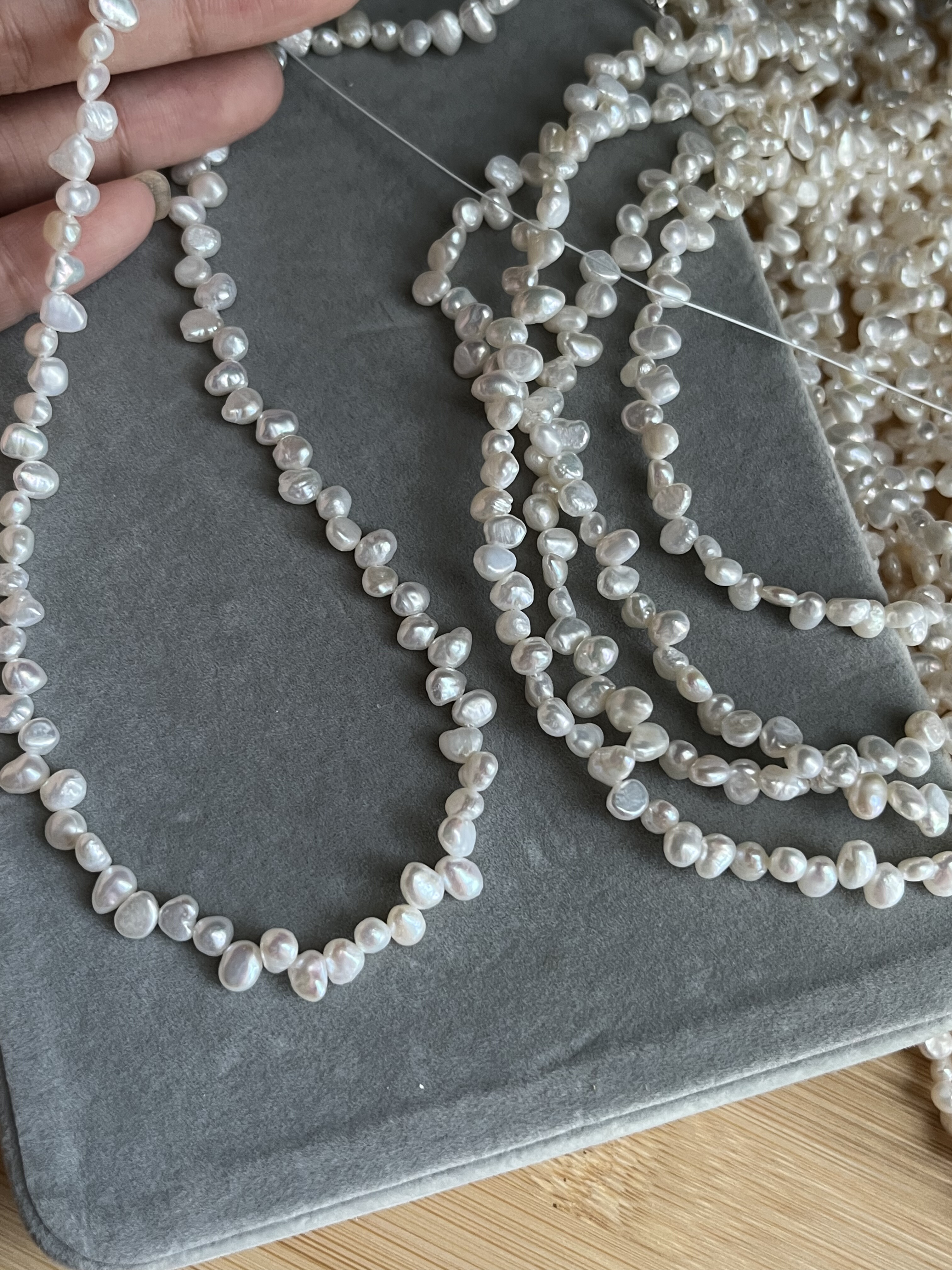 超好看的！强光天然3-4mm无核碎银子三七孔蕾丝半成品diy项链配件,淘宝优惠券,粉丝福利购,淘宝优惠卷