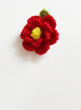 一朵小红花毛线胸针森系花朵别针复古山茶花胸花配饰成品