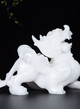 阿富汗玉招财貔貅摆件一对礼盒装