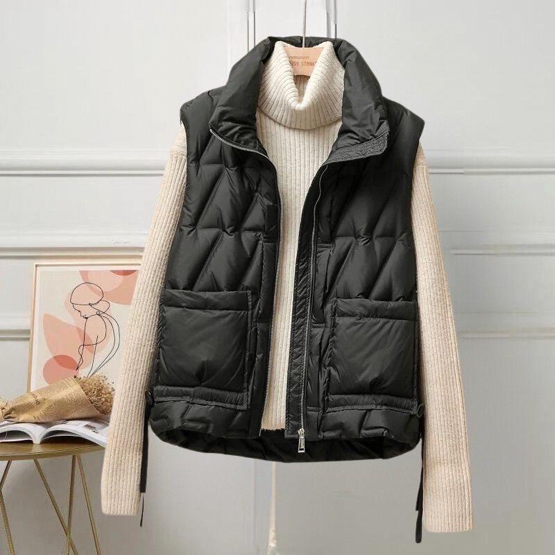 轻奢轻薄立领拉链羽绒马甲女外穿秋冬新款大码韩版百搭保暖外套潮,淘宝优惠券,粉丝福利购,淘宝优惠卷