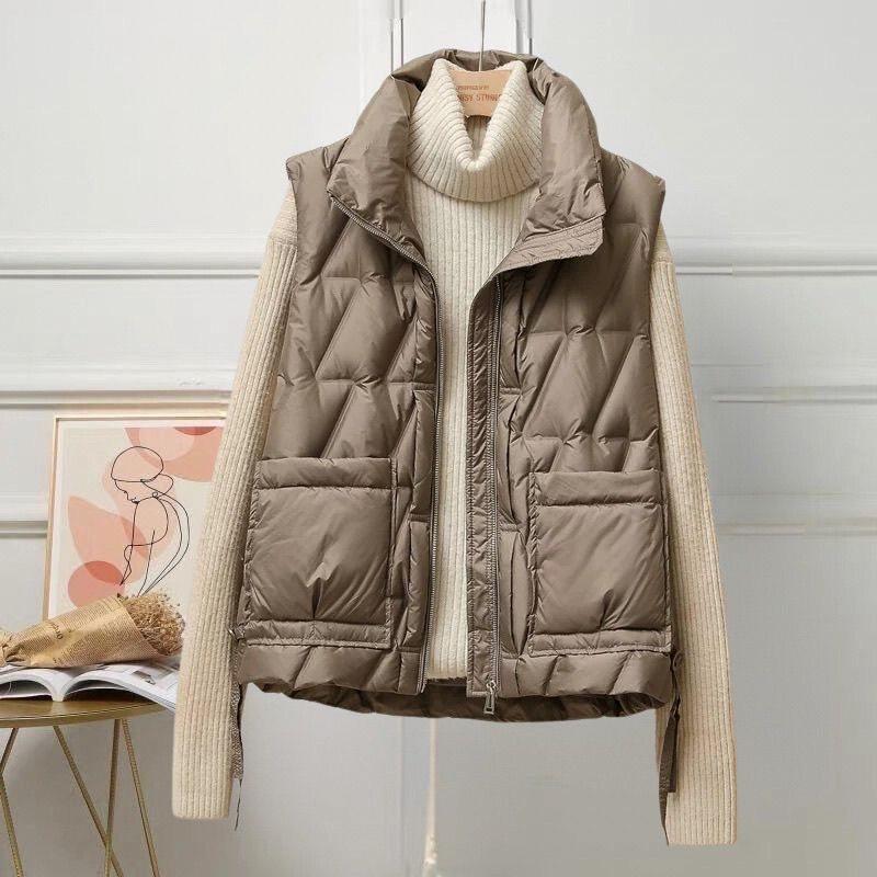轻奢轻薄立领拉链羽绒马甲女外穿秋冬新款大码韩版百搭保暖外套潮,淘宝优惠券,粉丝福利购,淘宝优惠卷