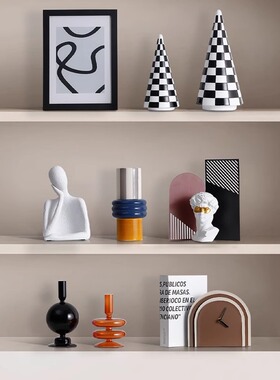 侘寂风抽象艺术摆件客厅酒柜装饰花器高级感样板间居家展示柜套装