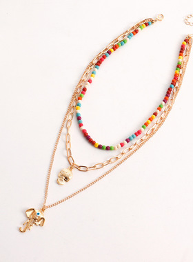 多元素彩色松石大象鼻吊坠项链