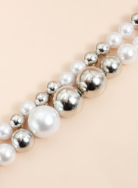 Norns欧美时尚夸张个性银球珍珠项链ins拼接辣酷少女风y2k颈链