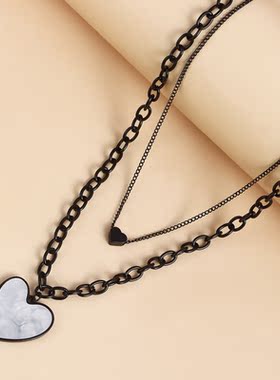 Norns仿贝母电镀黑枪色项链黑